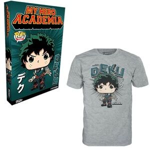 My Hero Academia Large T Shirt Deku Gray Short Sleeve Funko Pop Tee NEW